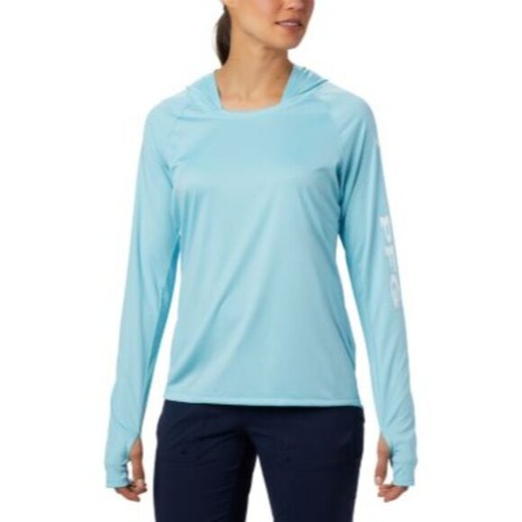 Columbia Womens Tidal Tee Hoodie XL Clear Blue Omni-Wick UPF 50 Sun Protection L - Picture 2 of 8